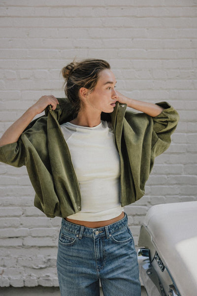 Velouras | Suede bomber jacket women