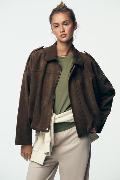 Velouras | Suede bomber jacket women