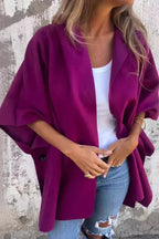 Sleek Loose-Fit One-Piece Hooded Cape Jacket with Pockets
