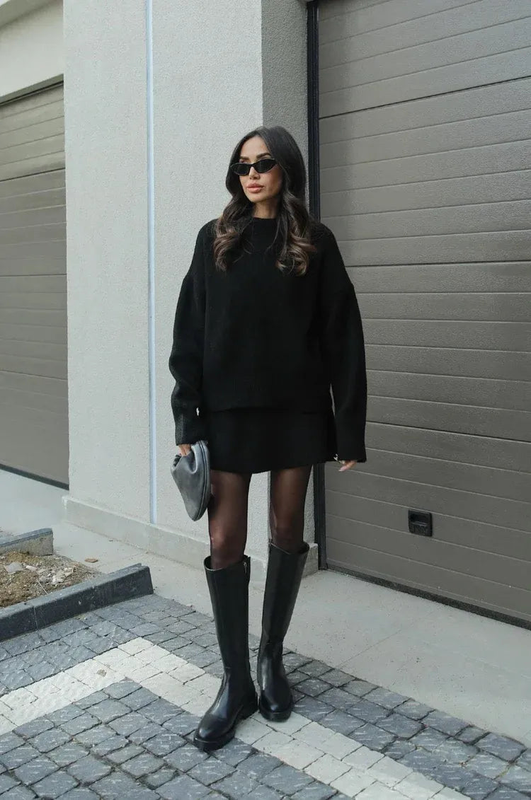 Aryela | Knitted Straight Shirt Two-Piece Set