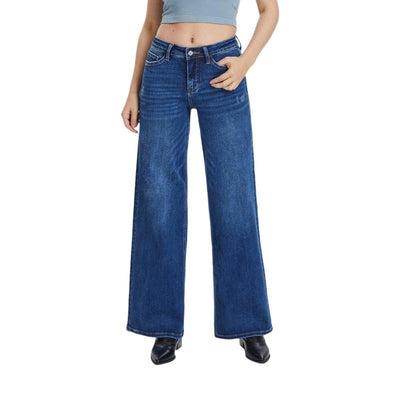 Stretchy Wide-Leg Baggy Jeans for Women