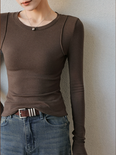 Madison | Round neckline pipping blouse
