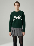 Bow Round Neck Knit Sweater