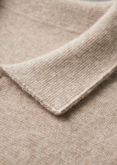 EXTRA-FINE MERINO WOOL ZIP POLO CARDIGAN