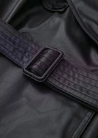 Black Belted Long Leather Wind Coat for Women