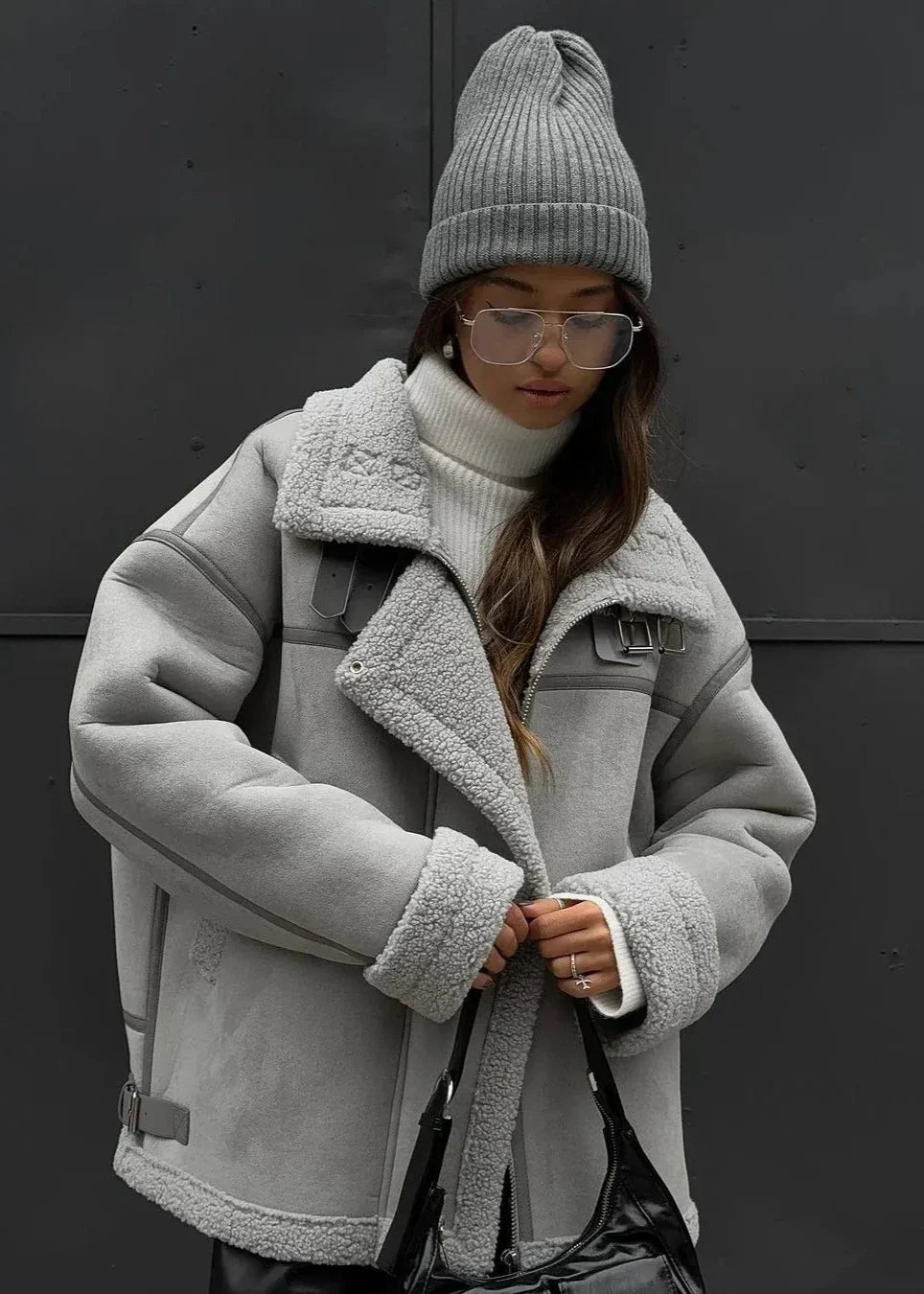 Holly | Street-Chic Shearling Aviator Jacket