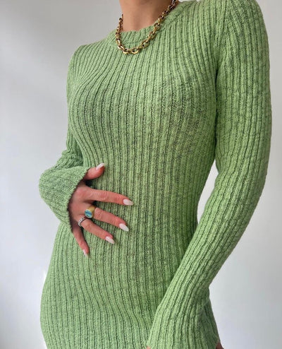 Women's Sexy Knitted Long -sleeved Dress