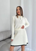 Cable-Knit Buttoned Sweater Dress Set