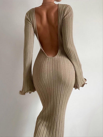 Sexy Knitted Long Sleeves Dress