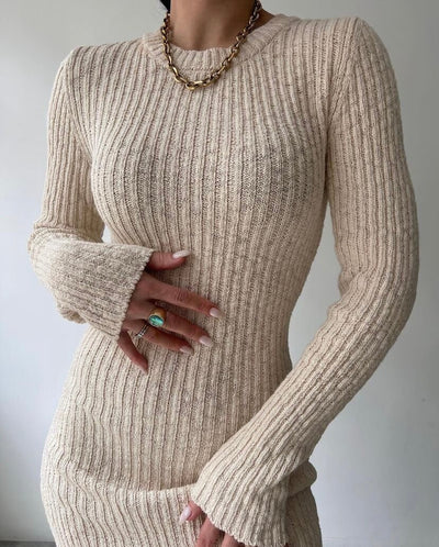 Women's Sexy Knitted Long -sleeved Dress