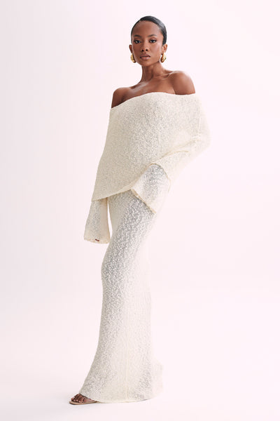 Isobella Off Shoulder Boucle Maxi Dress
