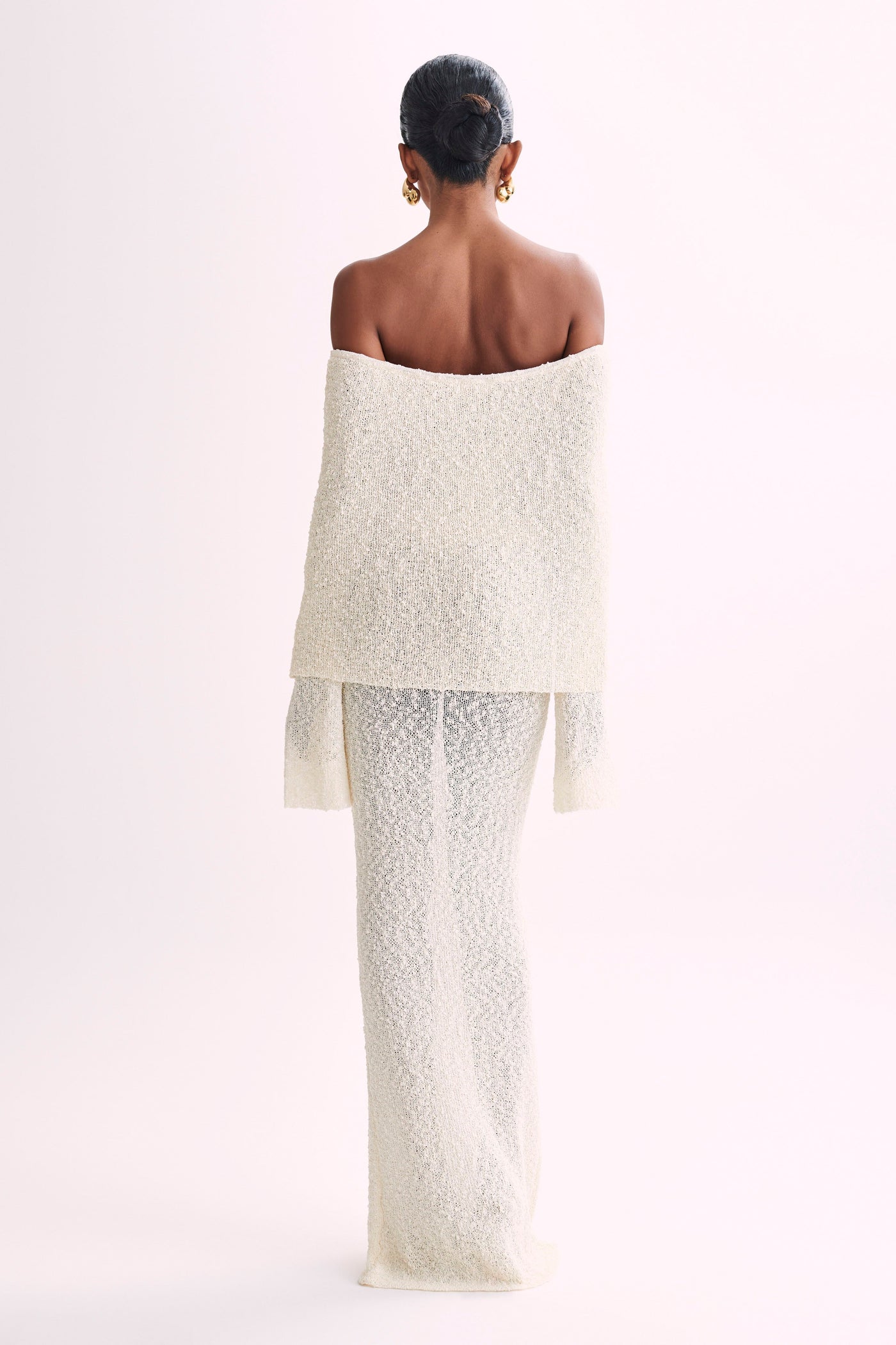 Isobella Off Shoulder Boucle Maxi Dress