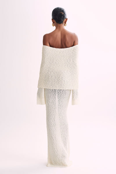 Isobella Off Shoulder Boucle Maxi Dress