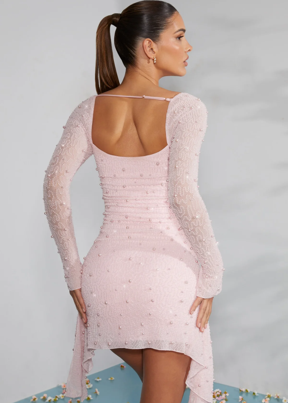 Eleanora | Elegant Long Sleeve Beaded Dress