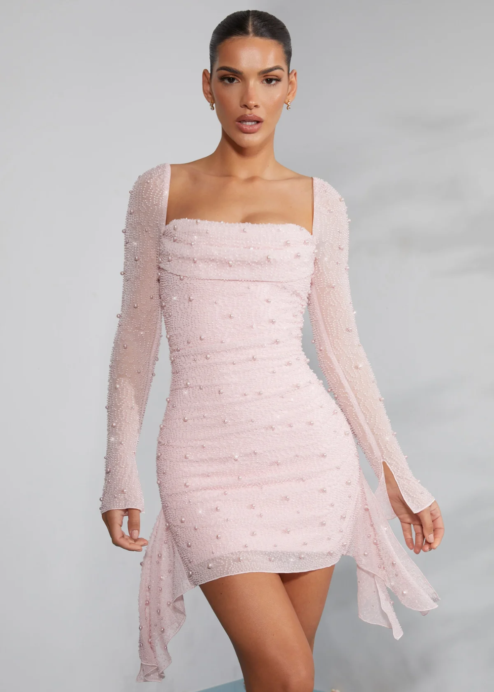 Eleanora | Elegant Long Sleeve Beaded Dress
