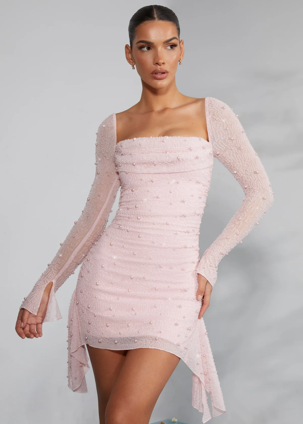 Eleanora | Elegant Long Sleeve Beaded Dress