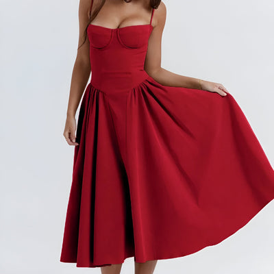 NATALIA™ | Sleeveless Backless Pleated Dress