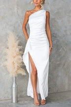 Inez - Elegant One Shoulder Maxi Dress