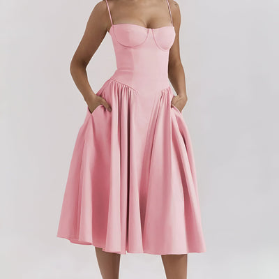 NATALIA™ | Sleeveless Backless Pleated Dress