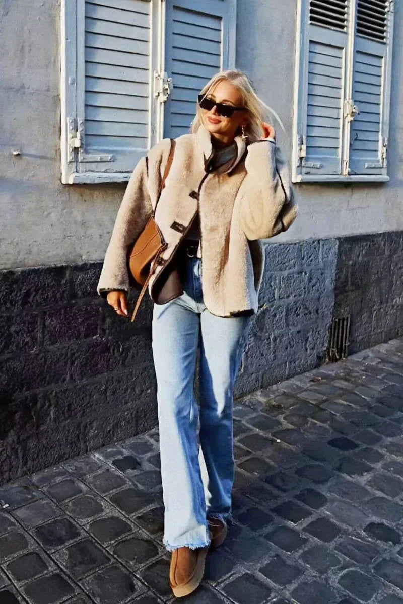Poppy | Faux Shearling Stand Collar Jacket