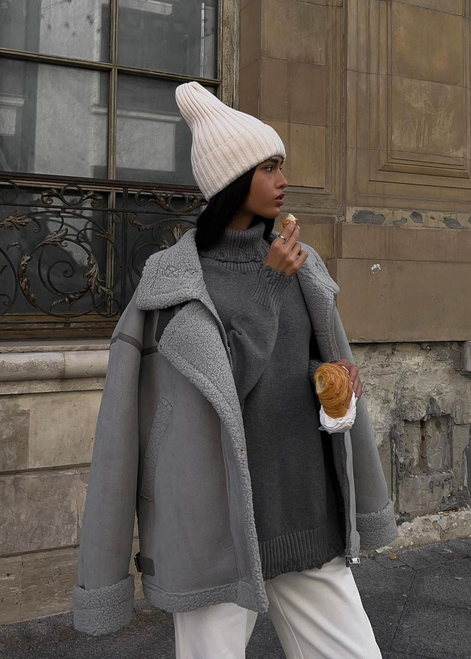 Holly | Street-Chic Shearling Aviator Jacket