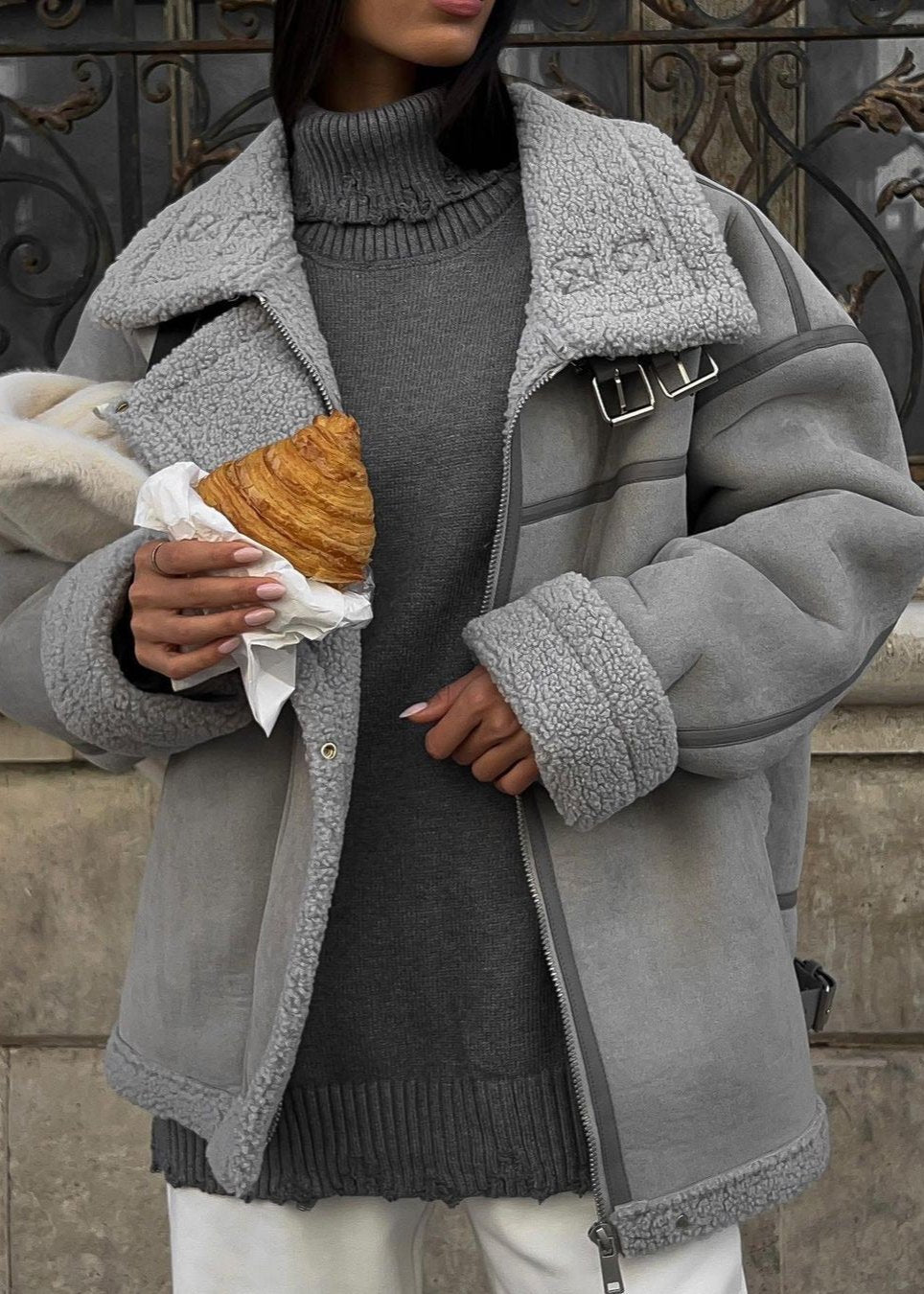 Holly | Street-Chic Shearling Aviator Jacket