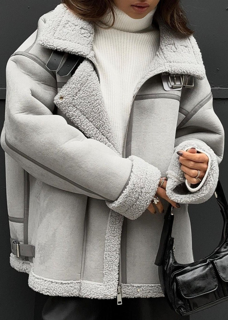 Holly | Street-Chic Shearling Aviator Jacket