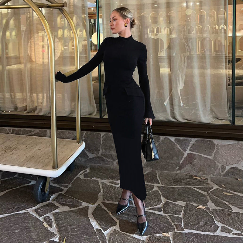 Celeste Half-High Collar Long Dress