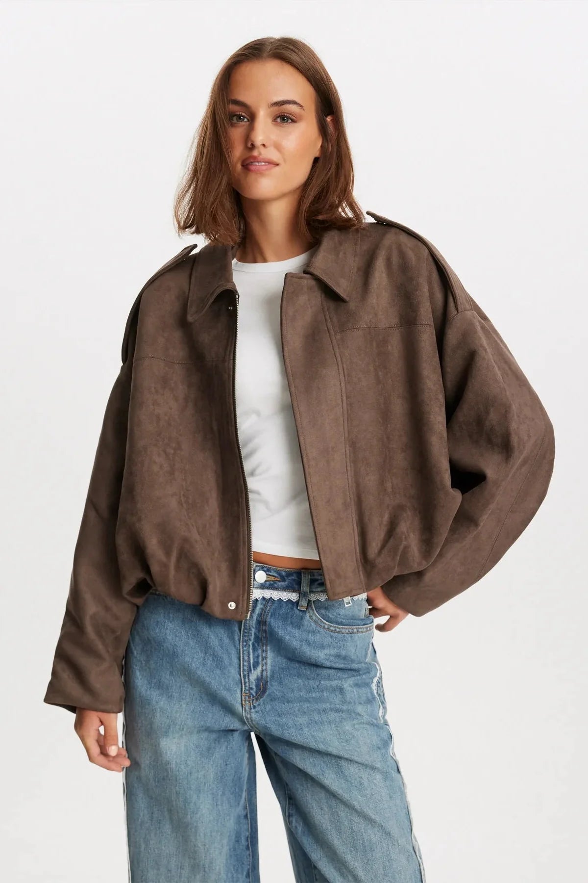 Velouras | Suede bomber jacket women