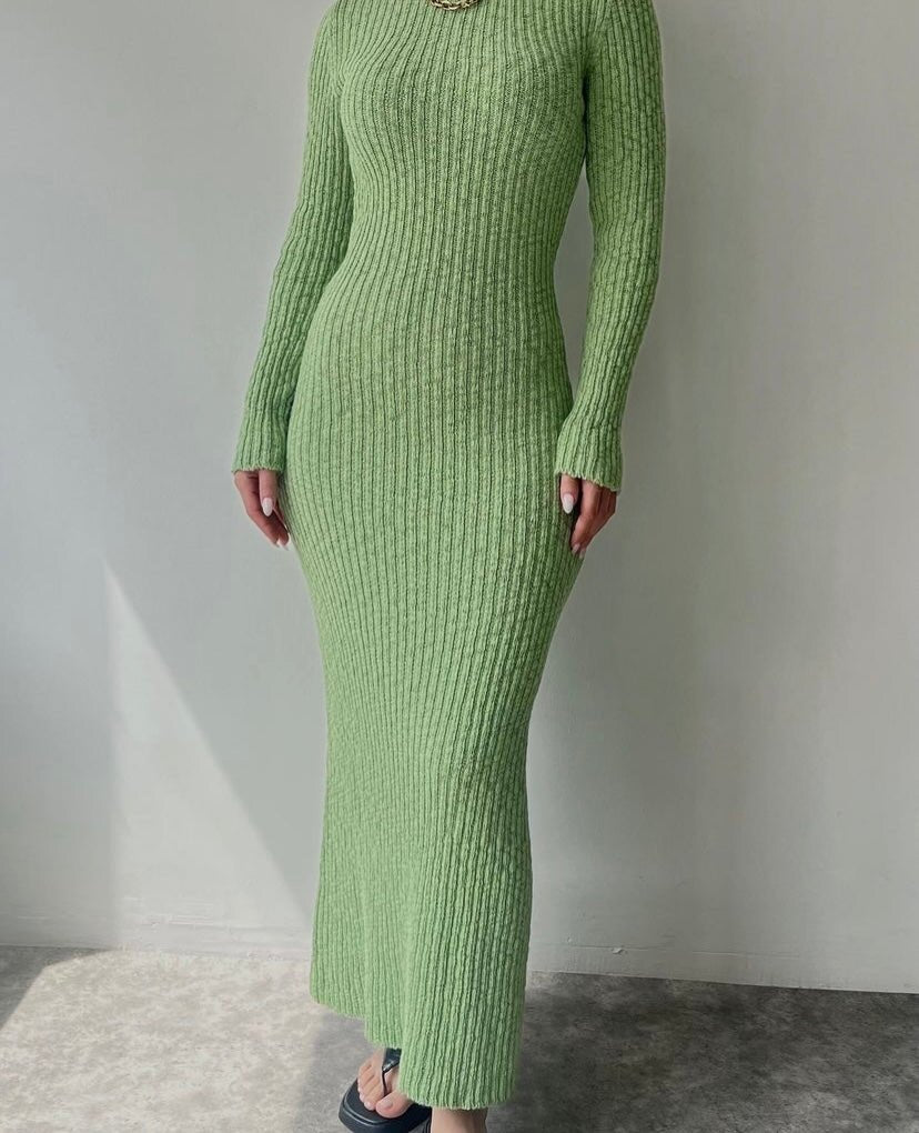 Women's Sexy Knitted Long -sleeved Dress