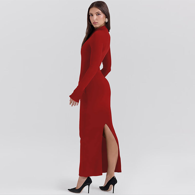 Celeste Half-High Collar Long Dress