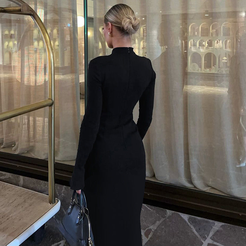 Celeste Half-High Collar Long Dress