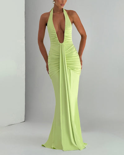 Naisy | Sexy Solid Color V-Neck Dress