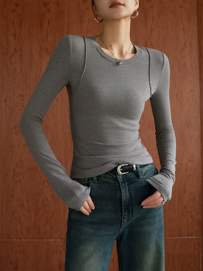 Madison | Round neckline pipping blouse