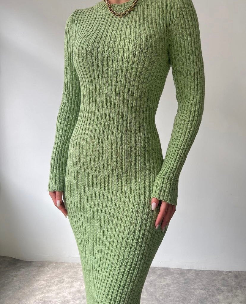Women's Sexy Knitted Long -sleeved Dress