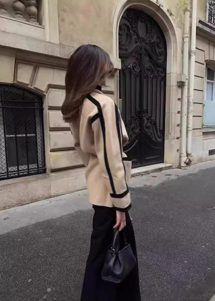 Jessica | Contrast Trim Belted Wool Coat