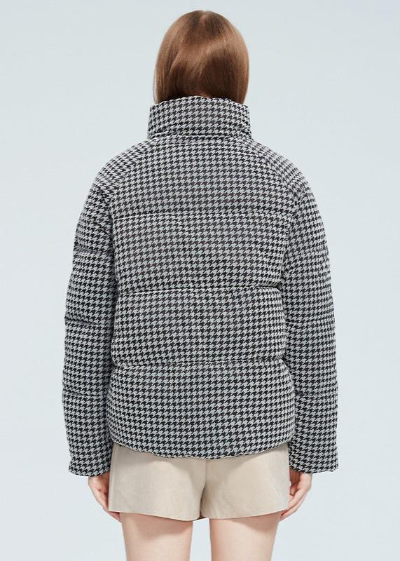 Houndstooth Quilted Zippered Jacket