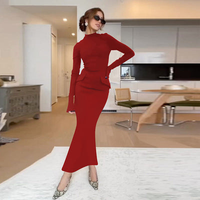 Celeste Half-High Collar Long Dress