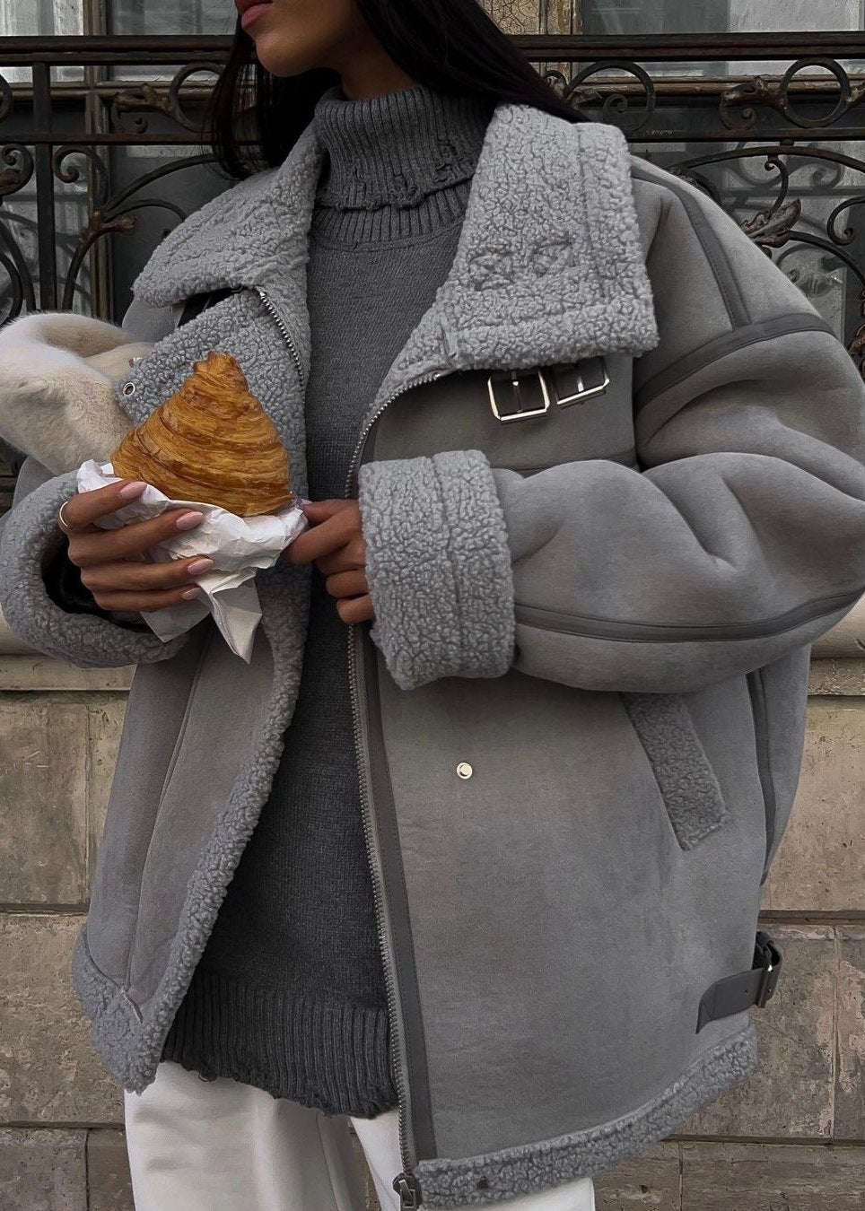 Holly | Street-Chic Shearling Aviator Jacket