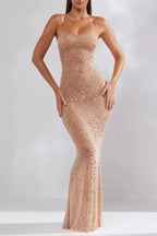 Alice | Shiny Embellished Mesh Maxi Dress