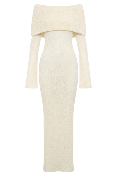 Isobella Off Shoulder Boucle Maxi Dress