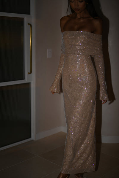 Marlyn | Diamond Maxi Dress Off Shoulder