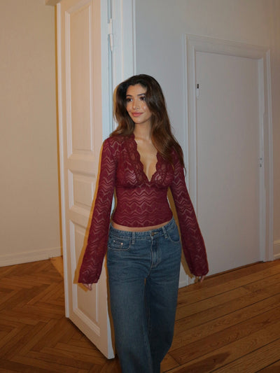 Lancy | Pretty lace top - bordeaux