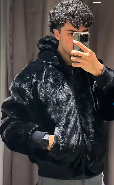 Faux Fur Jacket with Hoodie