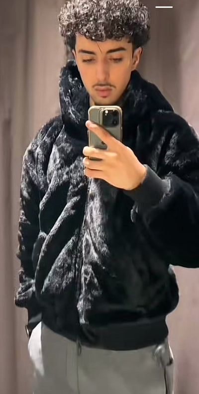 Faux Fur Jacket with Hoodie