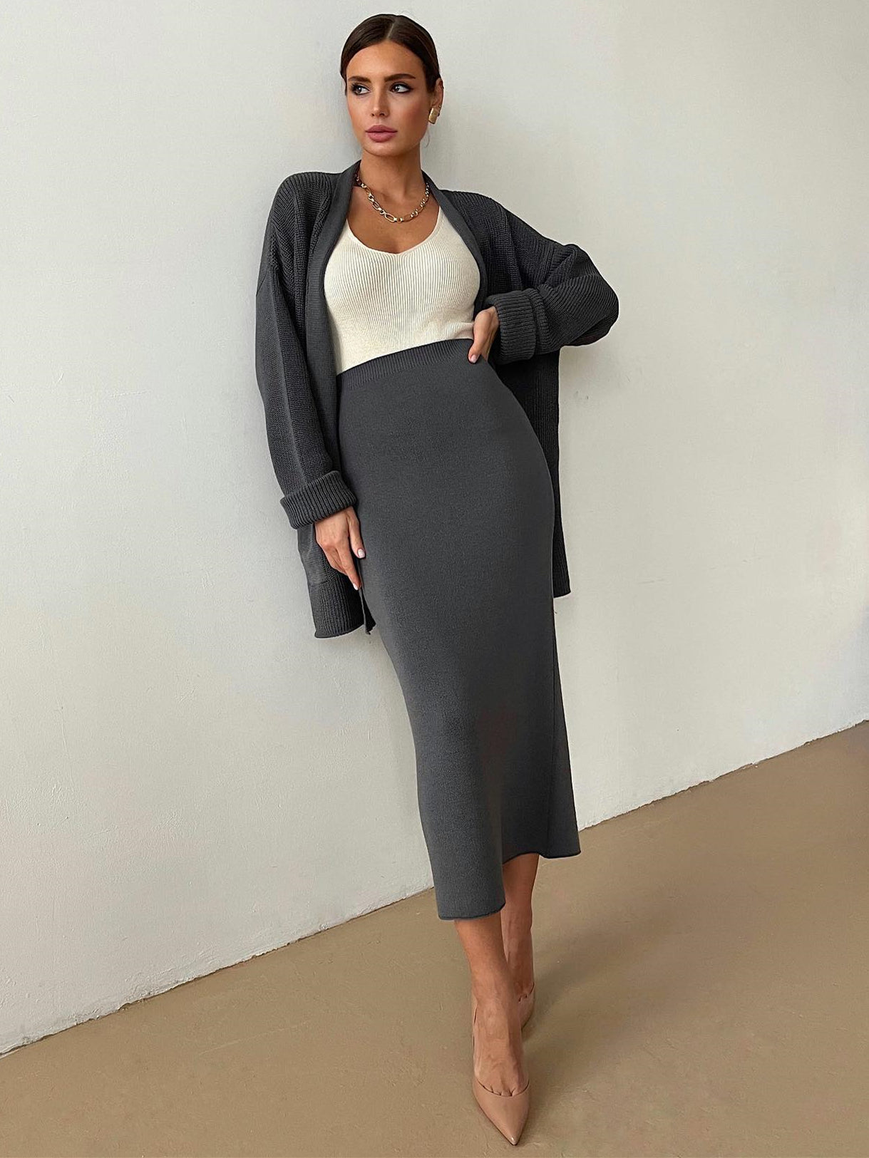 Stephanie | Knit Cardigan & Skirt Set
