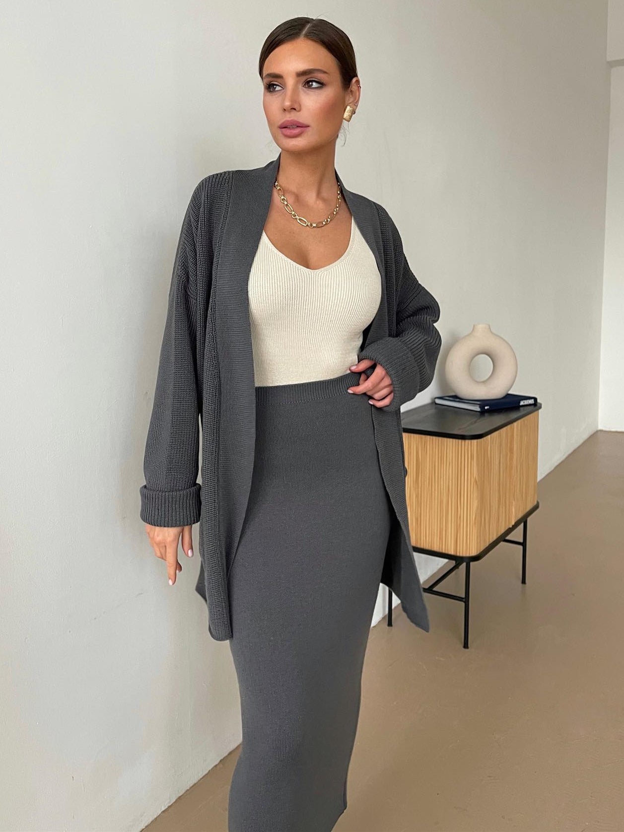 Stephanie | Knit Cardigan & Skirt Set