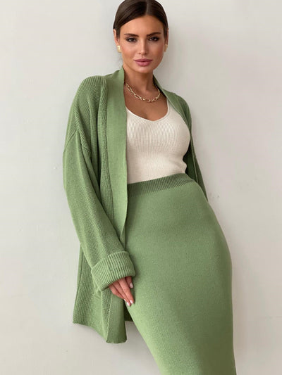 Stephanie | Knit Cardigan & Skirt Set