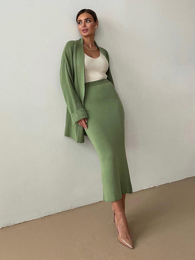Stephanie | Knit Cardigan & Skirt Set