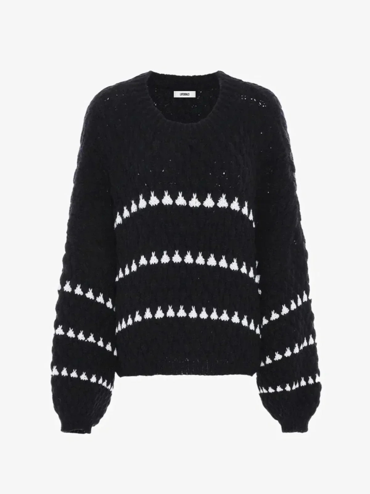 Nosy | Textured Knit Oversized Diamond Pattern Sweater